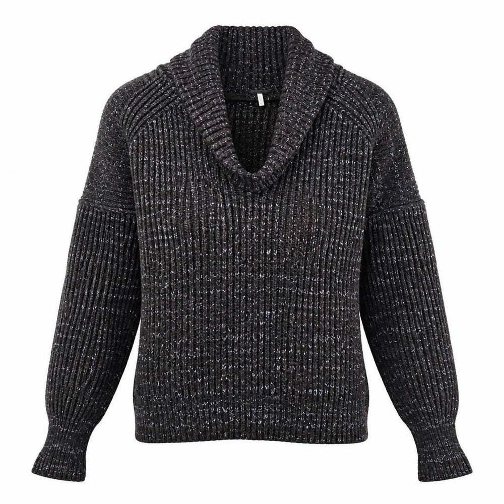 Free People Leo Tunic Sweater Women S Speckled Ribbed Shawl Collar Boho Cozy